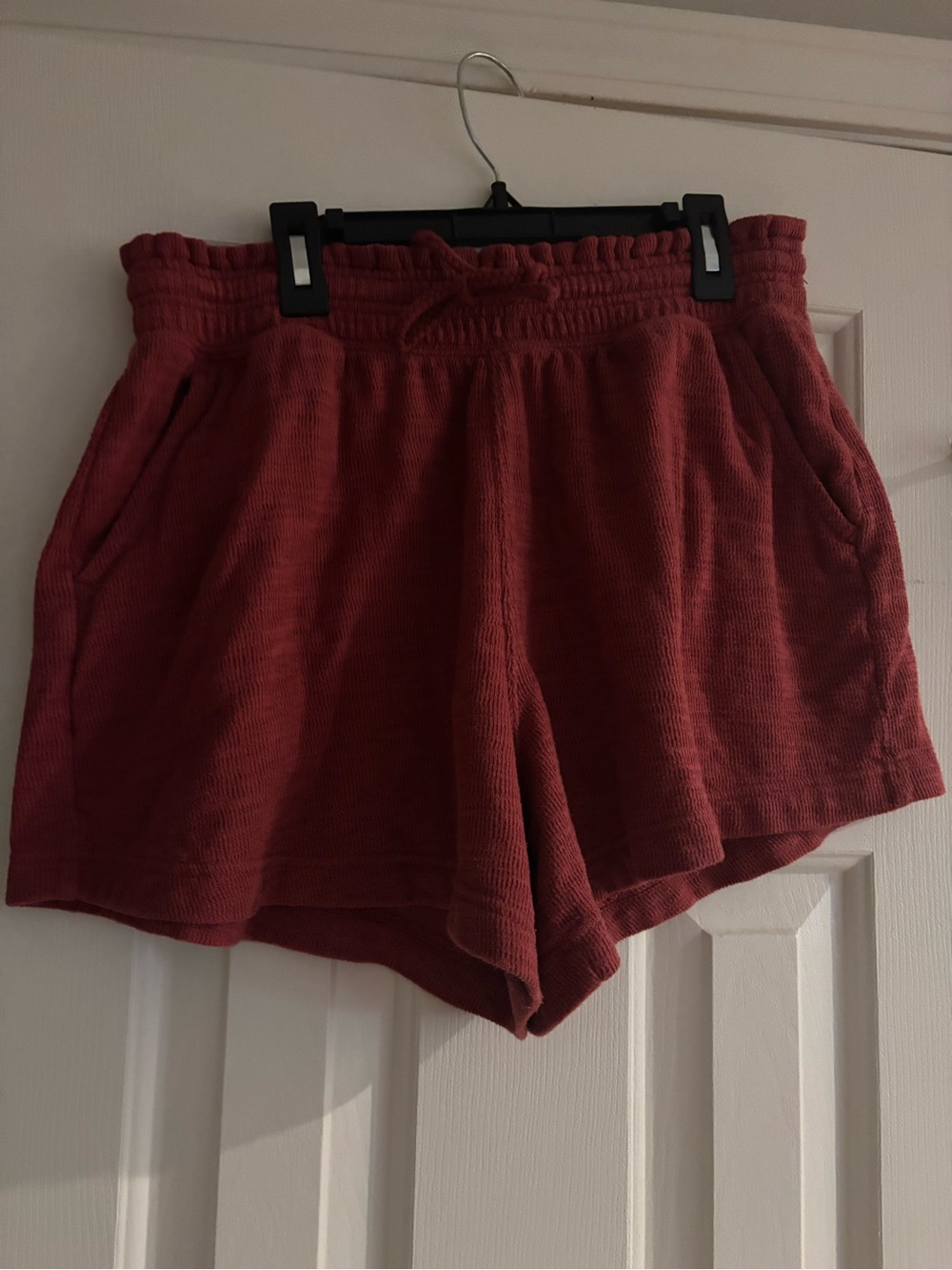 aerie Textured Drawstring Lounge Shorts - Deep Brick